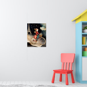 Poster Storybook Watercolor Paris Vélo