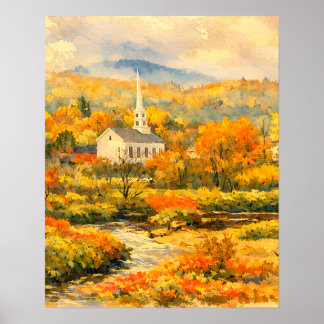 Poster Stowe Vermont Automne 