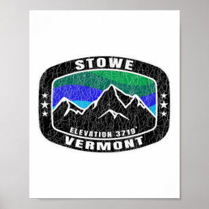 Poster Stowe Vermont T Shirt Ski Distressed Tee Ski Sn