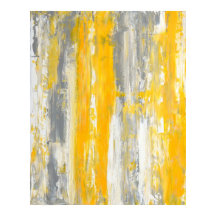 'Straighten It Out' Art Abstrait gris et jaune