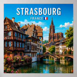 Poster Strasbourg France Conte de Fées Canal Beauté