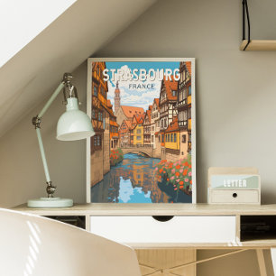 Poster Strasbourg France Travel Art Vintage
