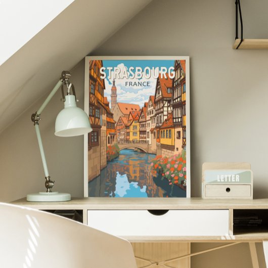 Poster Strasbourg France Travel Art Vintage