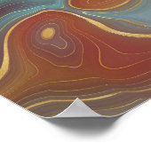 Poster Strata automne | Terra Cotta Turquoise et Gold Aga (Coin)
