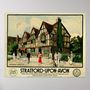 Poster STRATFORD SUR AVON MAS Rail Welcombe Maison d'hôte