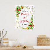 Poster Strawberries and Daisies Birthday Welcome (Cuisine)