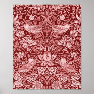 Poster Strawberry Thief Maroon, William Morris