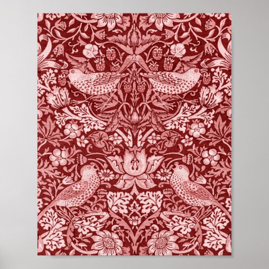 Poster Strawberry Thief Maroon, William Morris (Devant)