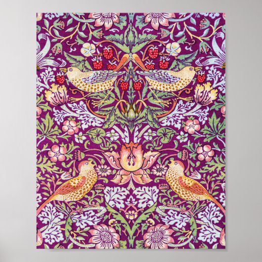 Poster Strawberry Thief Red, William Morris (Devant)