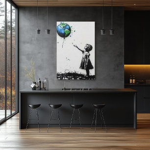 Poster Street Art Environnemental Graffiti en Vert & Bleu