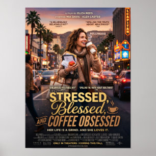 Poster stressé bénie et obsédé du café