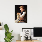 Poster Strickendes Mädchen Tricot fille (Bureau à domicile)