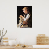 Poster Strickendes Mädchen Tricot fille (Cuisine)