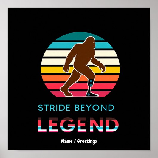 Poster Stride Beyond Legend Sasquatch Amputé Vintage (Devant)