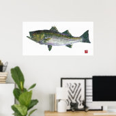 Poster Stried Bass Gyotaku Open Edition (Bureau à domicile)