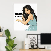 POSTER "STRIKE A POSE" DAME ASIATIQUE (Bureau à domicile)