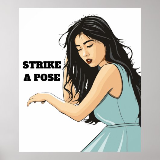 POSTER "STRIKE A POSE" DAME ASIATIQUE (Devant)