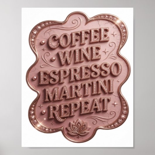 Poster Striking Gold CAFE VIN MARTINI EXPRESSO REPEAT (Devant)
