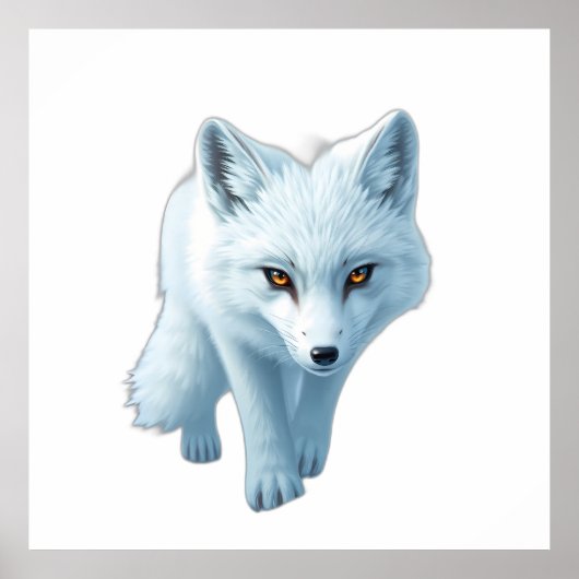 Poster Striking White Arctic Fox with Intense Gaze (Devant)