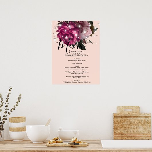 Poster string light Fleur Bourgogne Menu Signe (Cuisine)