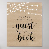 Poster String Lights, Mariage Signer Notre Invité Livre P (Devant)