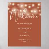 Poster String Lights Terracotta Wedding Welcome Sign (Devant)
