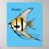 Poster Striped angelfish cartoon (Devant)