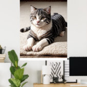 Poster Striped Tabby Cat Photography Art Print (Bureau à domicile)