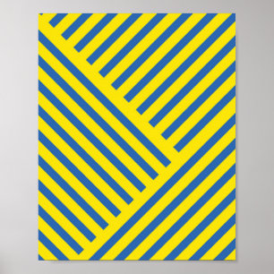 Poster Stripes jaunes minimalistes sur Arrière - plan ble