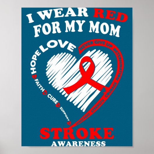 Poster Stroke Awareness - I Wear Red For My Mom  (Devant)