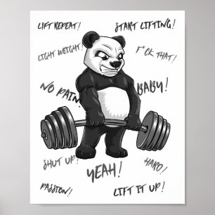 Poster Strong Panda Deadlift Chemise Homme Bodybuilder Be