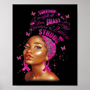 Poster Strong Smart Black Women Brast Cancer Survive Pin
