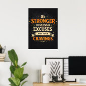 Poster Stronger Than Excuses and Cravings, Funny Workout (Bureau à domicile)