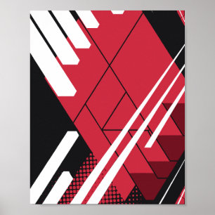 Poster Structure géométrique rouge avec profondeur ombrée