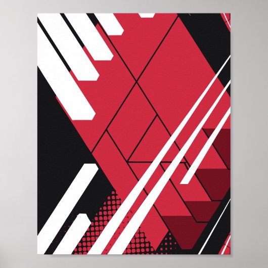 Poster Structure géométrique rouge avec profondeur ombrée (Devant)