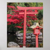 Poster Structures de jardin japonais et feuilles d'érable (Devant)