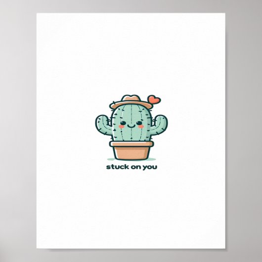 Poster Stuck On You Cactus Cute Plant Design (Devant)