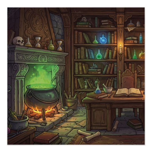 Poster Studio de sorcière antique à la maison (Devant)