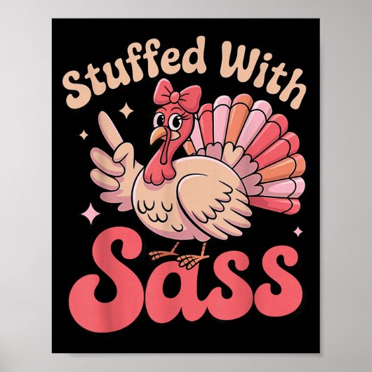 Poster Stuffed With S Turkey Cute Nk Coquette Thanksgivin (Devant)