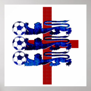 Poster Stunning England soccer ball 3 lions gear