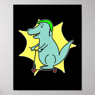 Poster Stunt Scooter Dinosaur Scooter Dragon Comédie Anim