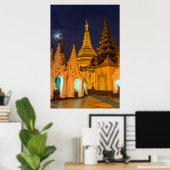 Poster Stupa D'Or Et Temples (Bureau à domicile)