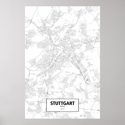 Poster Stuttgart, Allemagne (noir sur blanc) (Devant)