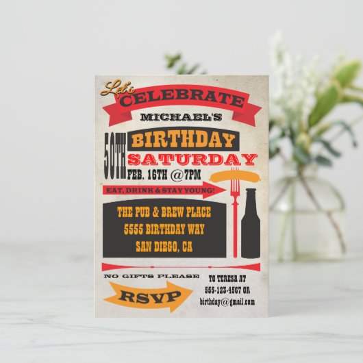 Poster Style 50e anniversaire Invitation de célébr (Debout devant)