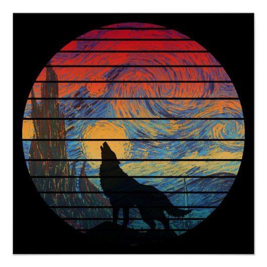 POSTER STYLE ABSTRAIT HURLEMENT DE LOUP (Devant)