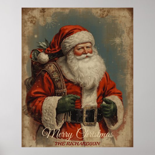 Poster Style antique Santa Claus Vintage Noël rustique (Devant)
