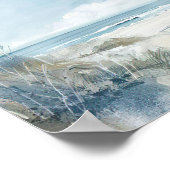 Poster style aquarelle plage paysage avec maison de plage (Coin)