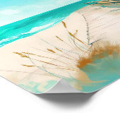 Poster style aquarelle plage scène avec maison de plage (Coin)