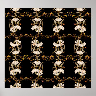 Poster Style Art Nouveau : Vintage or-noir.