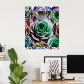 POSTER STYLE ARTISTIQUE DE FLEURS DE ROSES (Bureau à domicile)